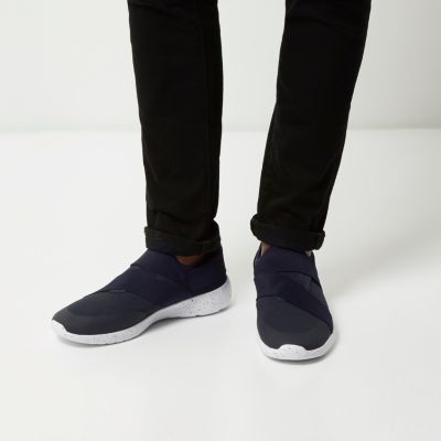 Navy slip on speckled trainers